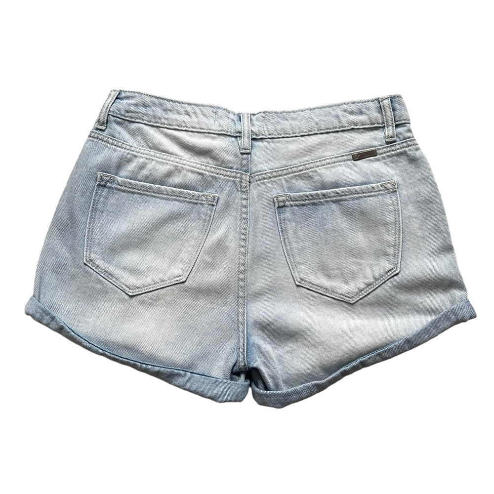 KanCan Women’s High Rise Denim Shorts Size S Cuffed Light Wash Distressed - Picture 4 of 8
